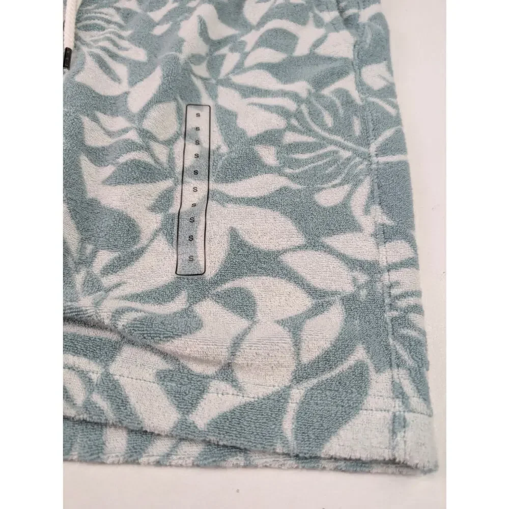 Faherty Men's Small Cabana Towel Terry Shorts - Poolside Foliage Teal